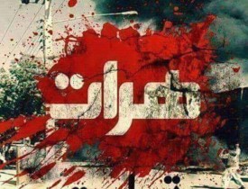 عکس: پوسته‌ی پلیس که در صد متری مسجد جوادیه شهر هرات توسط مردم به آتش کشیده شد