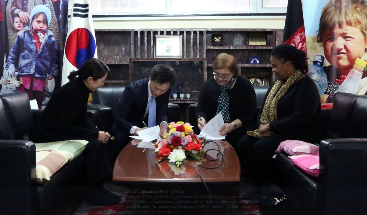 Korea donates US$2.2million to support drought affected children in Afghanistan