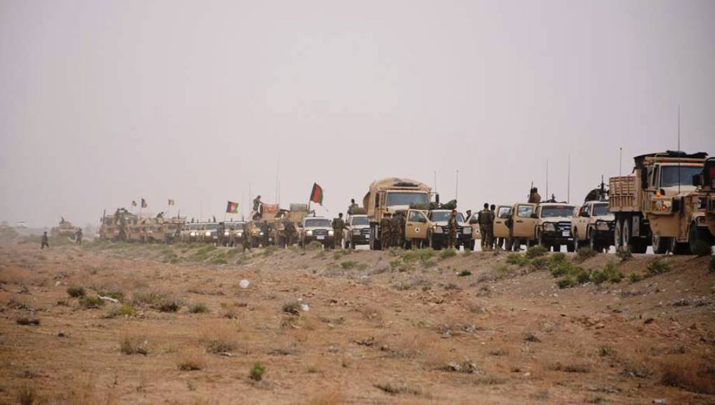 Large convoy of Afghan troops arrive in Sherin Tagab after heavy clashes with Taliban