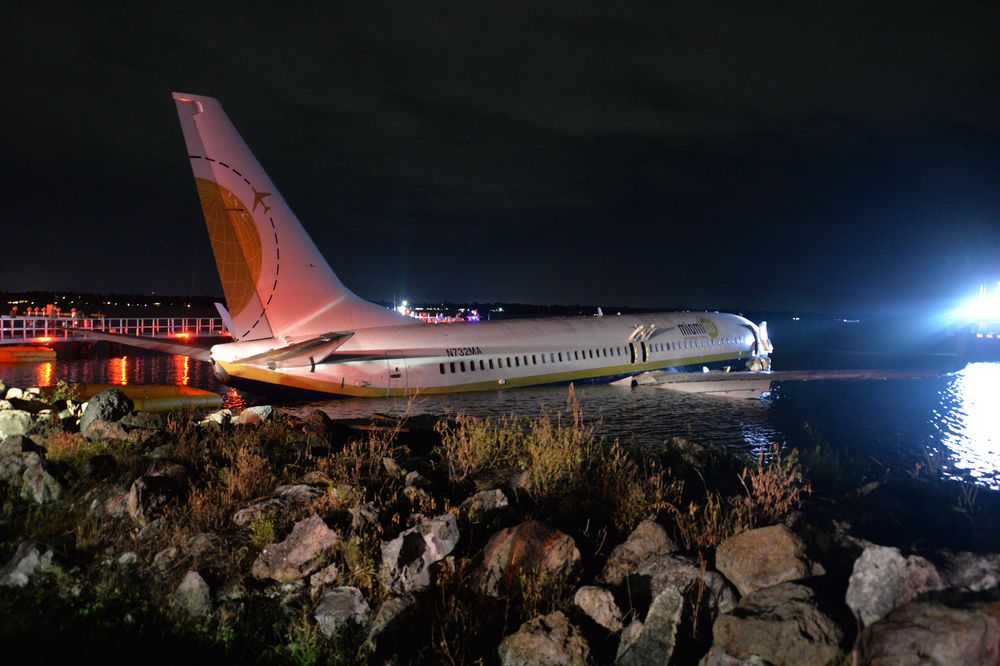 Florida plane crash: Boeing 737 skids off runway at Jacksonville military base and into river