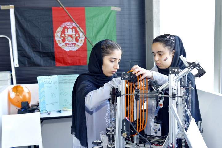 Afghan all-girls team challenge status quo to compete in robotics contest