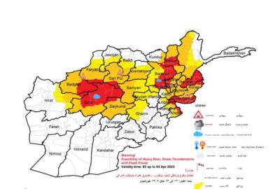 احتمال بارندگی شدید و جاری شدن سیلاب در ۲۷ ولایت کشور وجود دارد