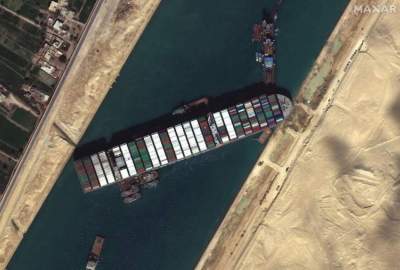 A stranded ship blocked the Suez Canal