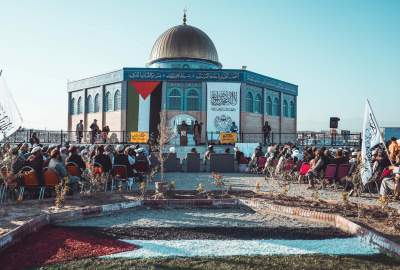 Video/ Construction of the biggest symbol of Al-Aqsa Mosque on the Kabul-Jalalabad highway  