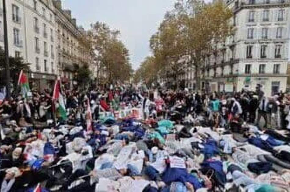 French health workers demonstrate in solidarity with Gazans