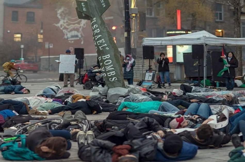 Canadians protest Palestinian martyrdom in Gaza by pretending to die