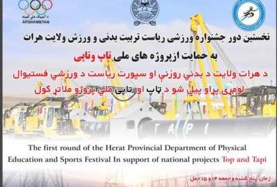 برگزاری جشنواره ورزشی برای گرامی‌داشت پروژه‌های ملی تاپی و تاپ در هرات