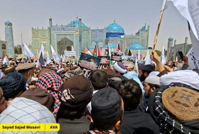 گردهمایی بزرگ مردمی در مزارشریف در حمایت از مردم غزه؛ «سکوت جهان ننگ است!»