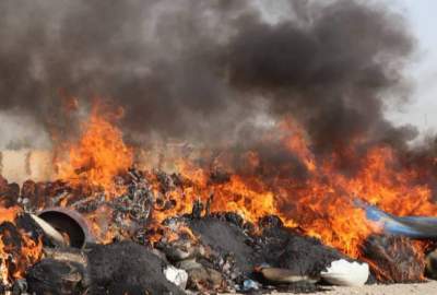 حریق بیش از ۱۲ هزار کیلوگرام موادمخدر در هلمند 