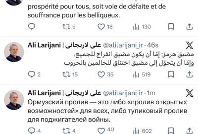 دبیر شورای عالی امنیت ملی ایران: تنگه هرمز یا تنگه گشایش است برای همه؛ یا تنگه تنگناست برای جنگ طلبان