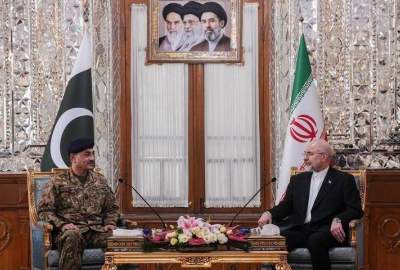 فرمانده ارتش پاکستان با رئیس مجلس ایران دیدار کرد