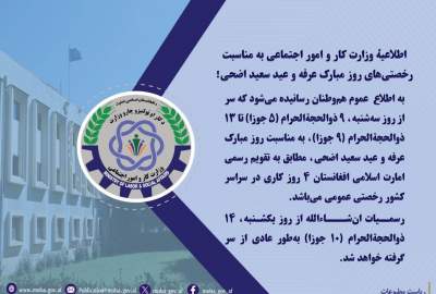 اعلام چهار روز رخصتی عمومی به مناسبت عرفه و عید قربان در کشور
