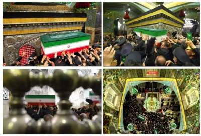 استقرت جثمان القائد الشهيد للثورة في رواق دار الذكر بالحرم الرضوي المطهر