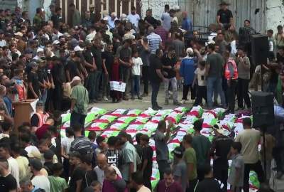 Mass funeral of 100 martyrs in Gaza; 70 children among victims